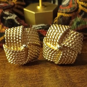 Givenchy Vintage Twisted Rope Clip On Earrings, 1 1/16", Signed